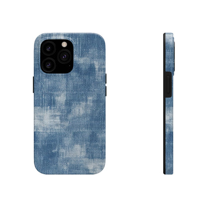 Faded Blue Washed-Out: Denim-Inspired, Style Fabric - Tough Phone Cases