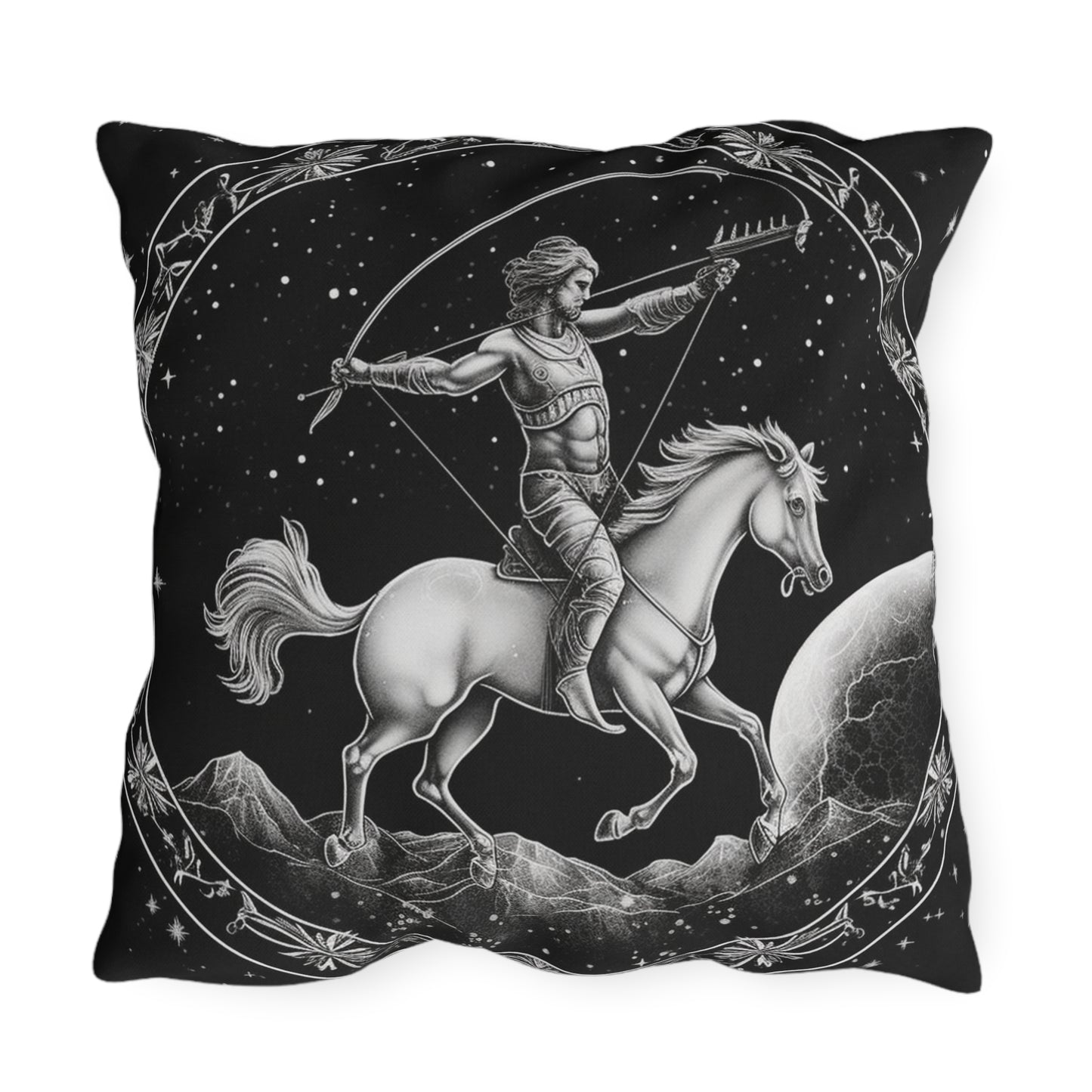 Almohada para exteriores resistente a los rayos UV del zodiaco Sagitario, resistente al agua, poliéster hilado 