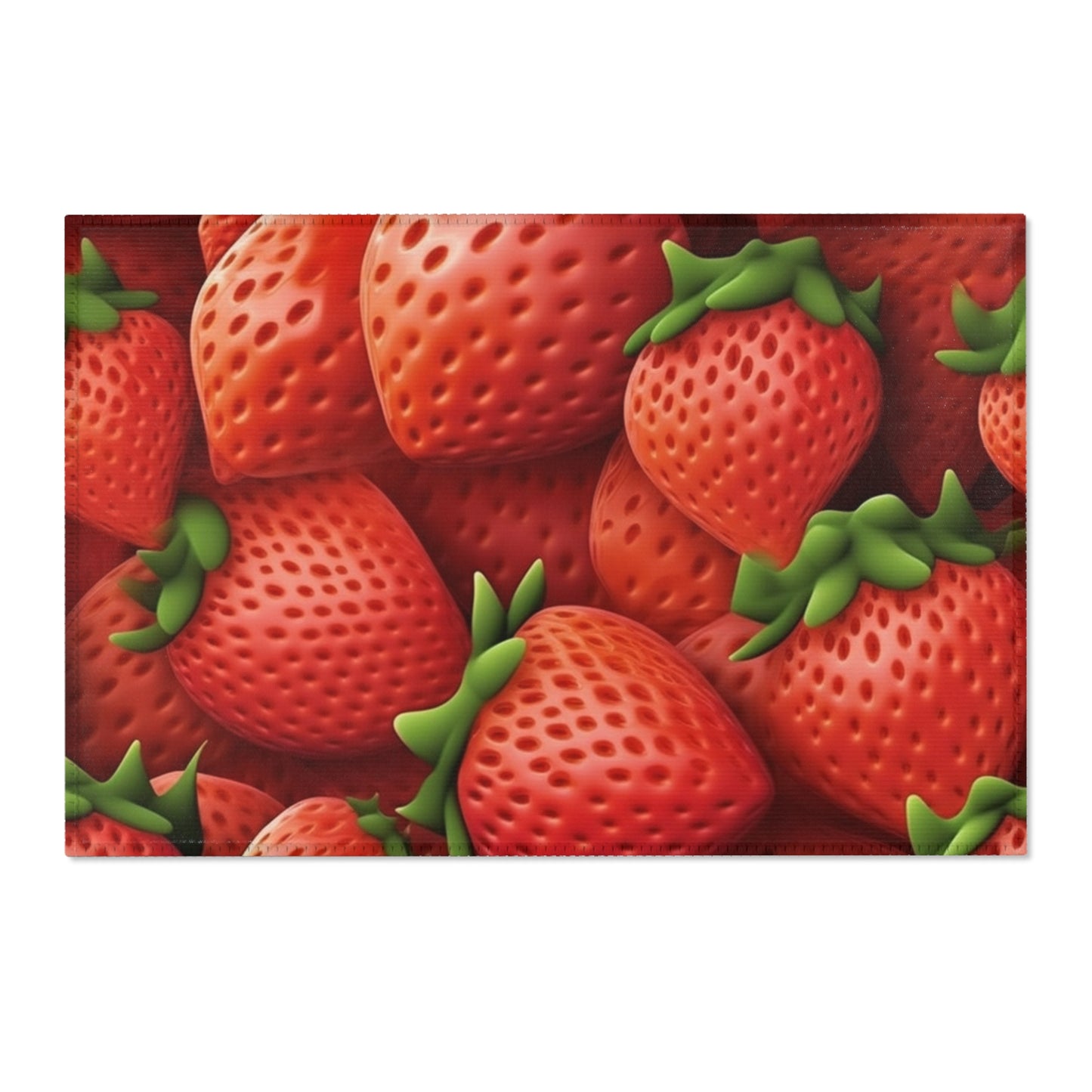 Garden Strawberries- Wild Sweet Gourmet - Farm Growing Ripe Red Fruit -Area Rugs