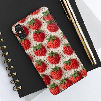 Strawberry Traditional Japanese, Crochet Craft, Fruit Design, Red Berry Pattern - Tough Phone Cases