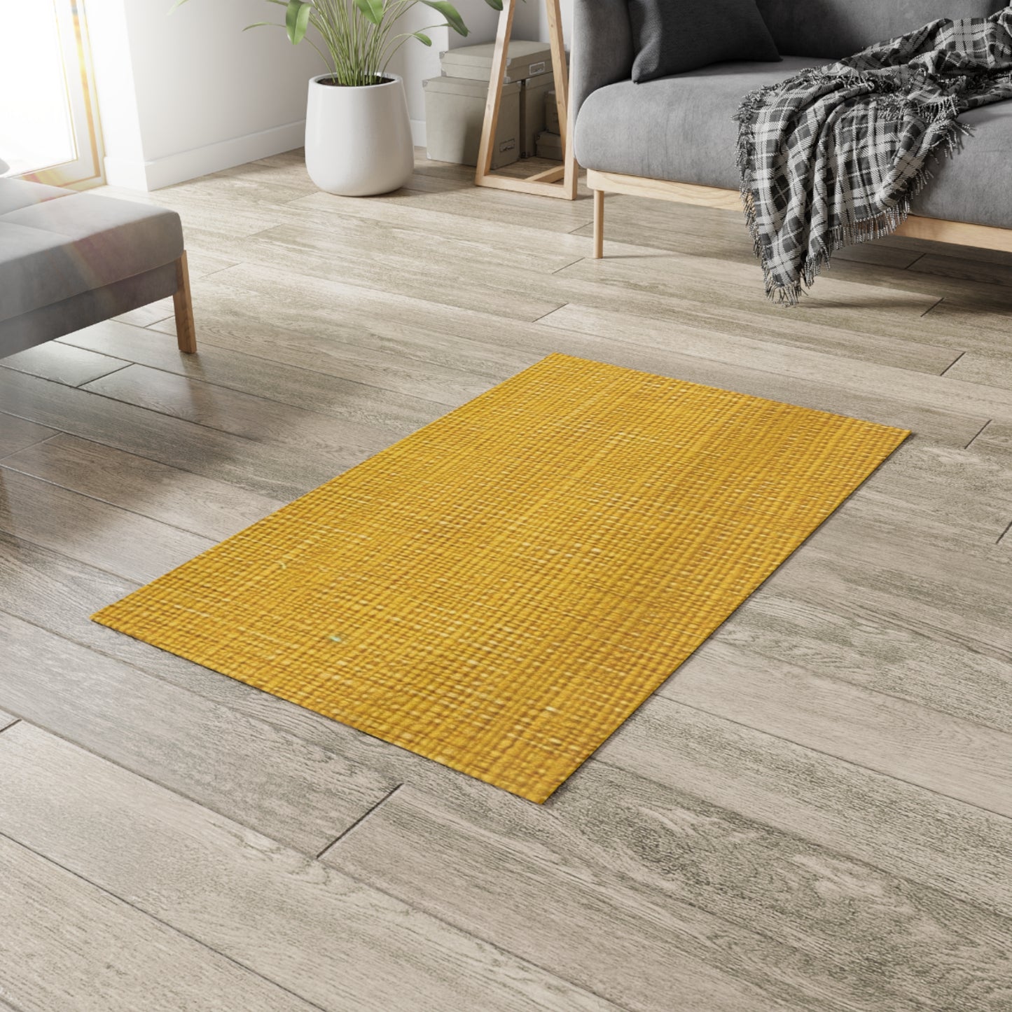 Radiant Sunny Yellow: Denim-Inspired Summer Fabric - Dobby Rug