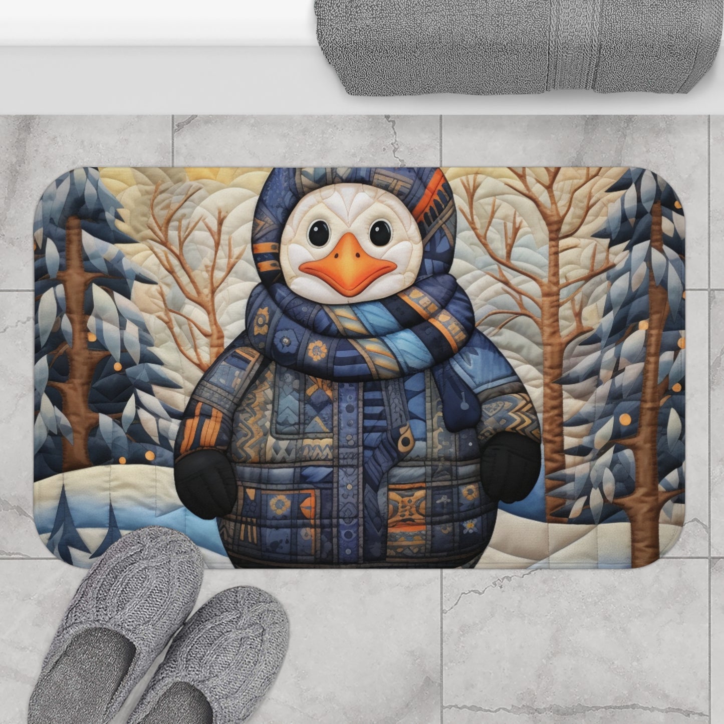 Diseño de colcha de pingüino - Alfombra de baño