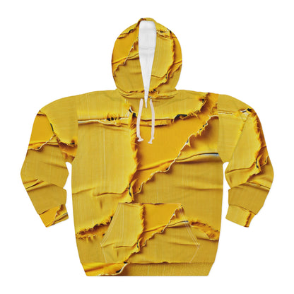 Banana Yellow Lemon: Bold Distressed, Denim-Inspired Fabric - Unisex Pullover Hoodie (AOP)