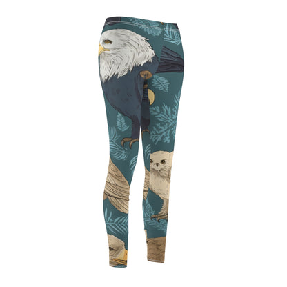 American Wildlife Symbols: Bald Eagles, Hawks, Birds Design Women's Cut & Sew Casual Leggings (AOP)