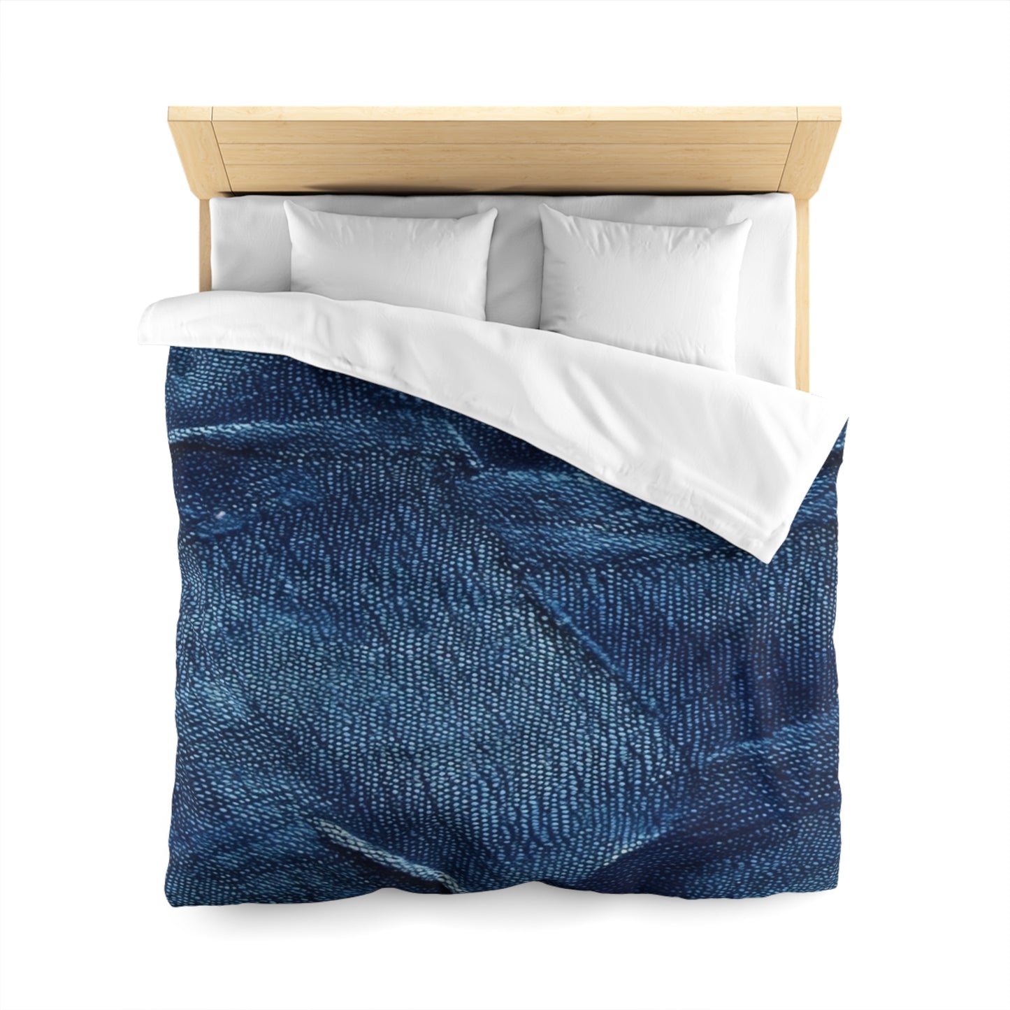 Dark Blue: Distressed Denim-Inspired Fabric Design - Microfiber Duvet Cover