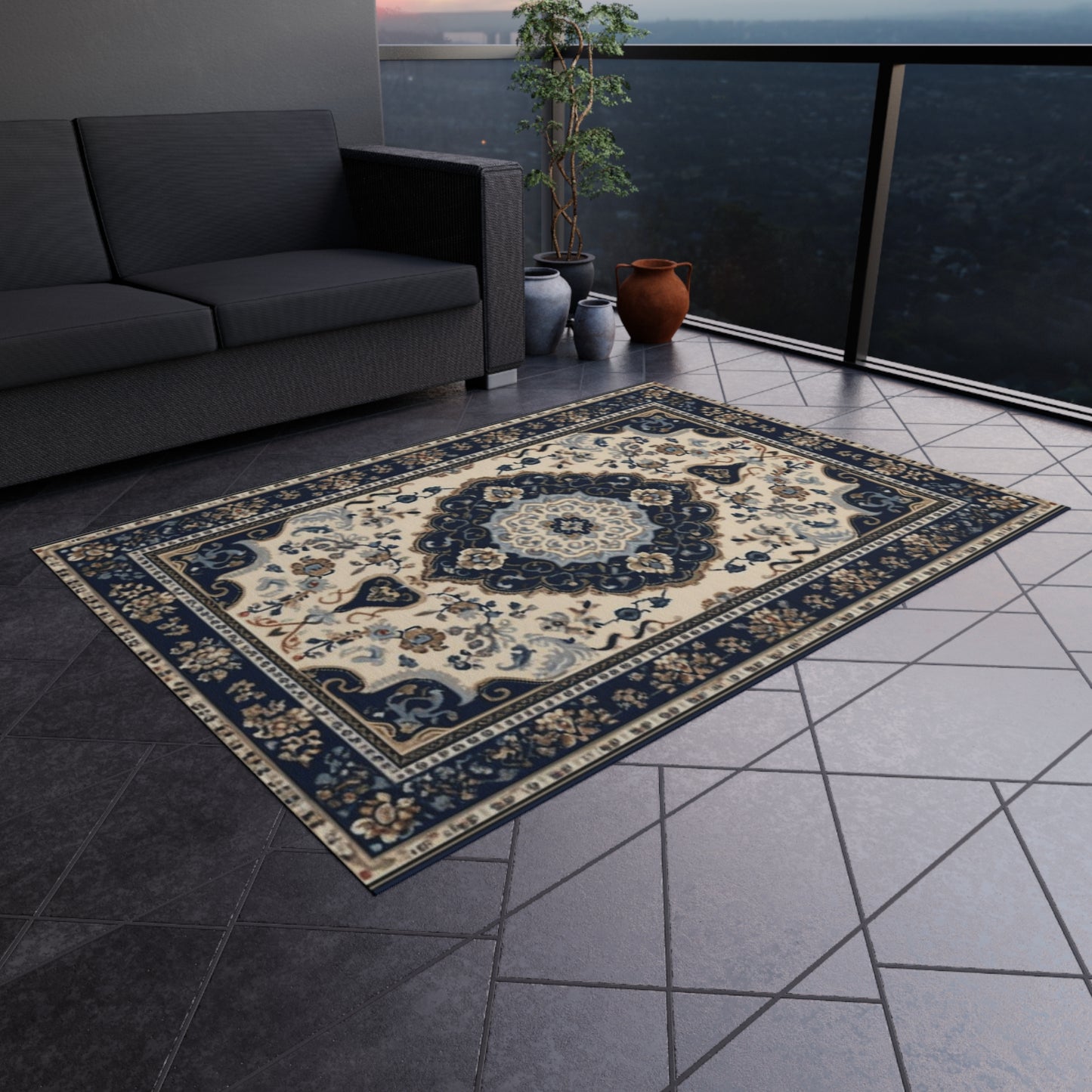 Durable and Stylish Outdoor Rug - Oriental Inspired