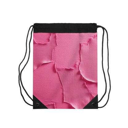 Distressed Neon Pink: Edgy, Ripped Denim-Inspired Doll Fabric - Drawstring Bag