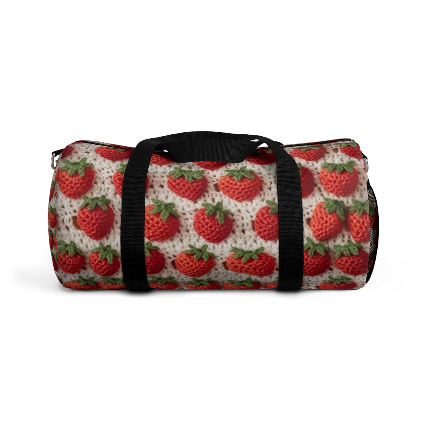 Strawberry Traditional Japanese, Crochet Craft, Fruit Design, Red Berry Pattern - Duffel Bag