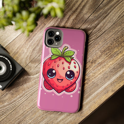 Kawaii Strawberry Adventure - Anime Classic Traditional Japanese Fruit - Otaku Artwork - Tough Phone Cases