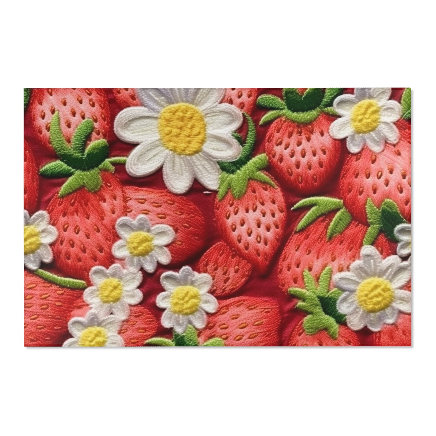 Strawberry Strawberries Embroidery Design - Fresh Pick Red Berry Sweet Fruit - Area Rugs