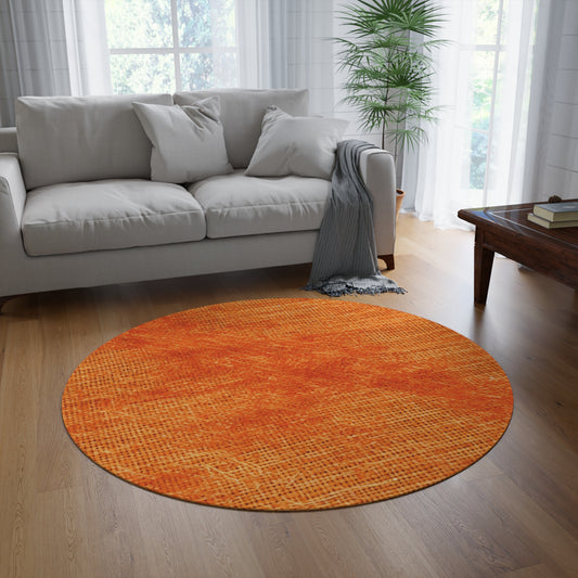 Burnt Orange/Rust: Denim-Inspired Autumn Fall Color Fabric - Round Rug