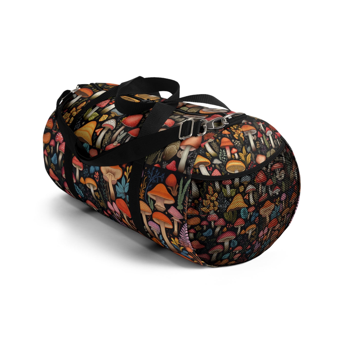 Fairy-Tale Fungi: Whimsical Assorted Mushroom Pattern Design Duffel Bag