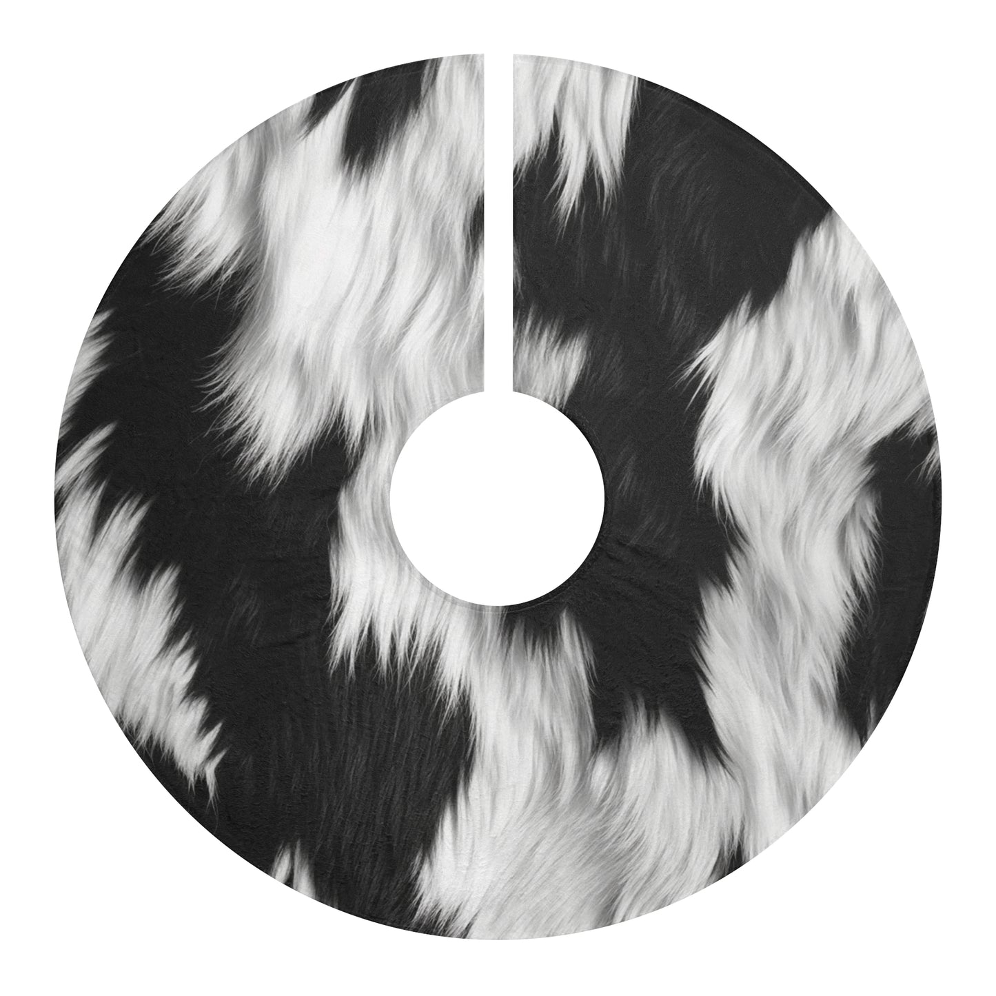 Cowhide on Hair Leather - Black and White - Designer Style - Christmas Tree Skirts