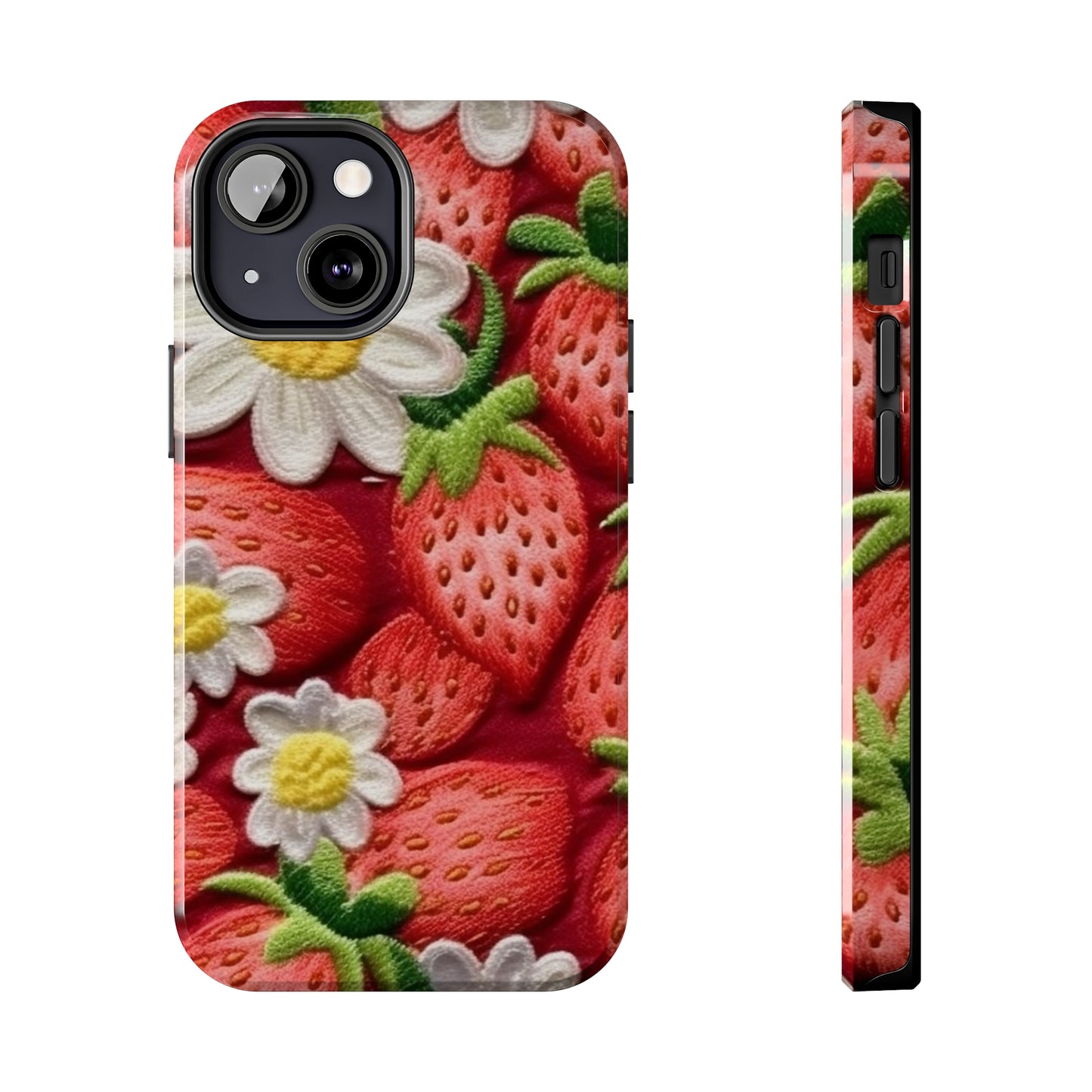 Strawberry Strawberries Embroidery Design - Fresh Pick Red Berry Sweet Fruit - Tough Phone Cases