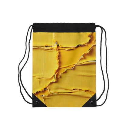 Banana Yellow Lemon: Bold Distressed, Denim-Inspired Fabric - Drawstring Bag