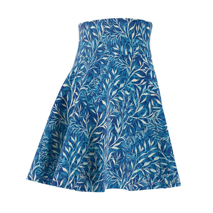 Sea Twig Blue Faux Wrap Women's Skater Skirt (AOP)