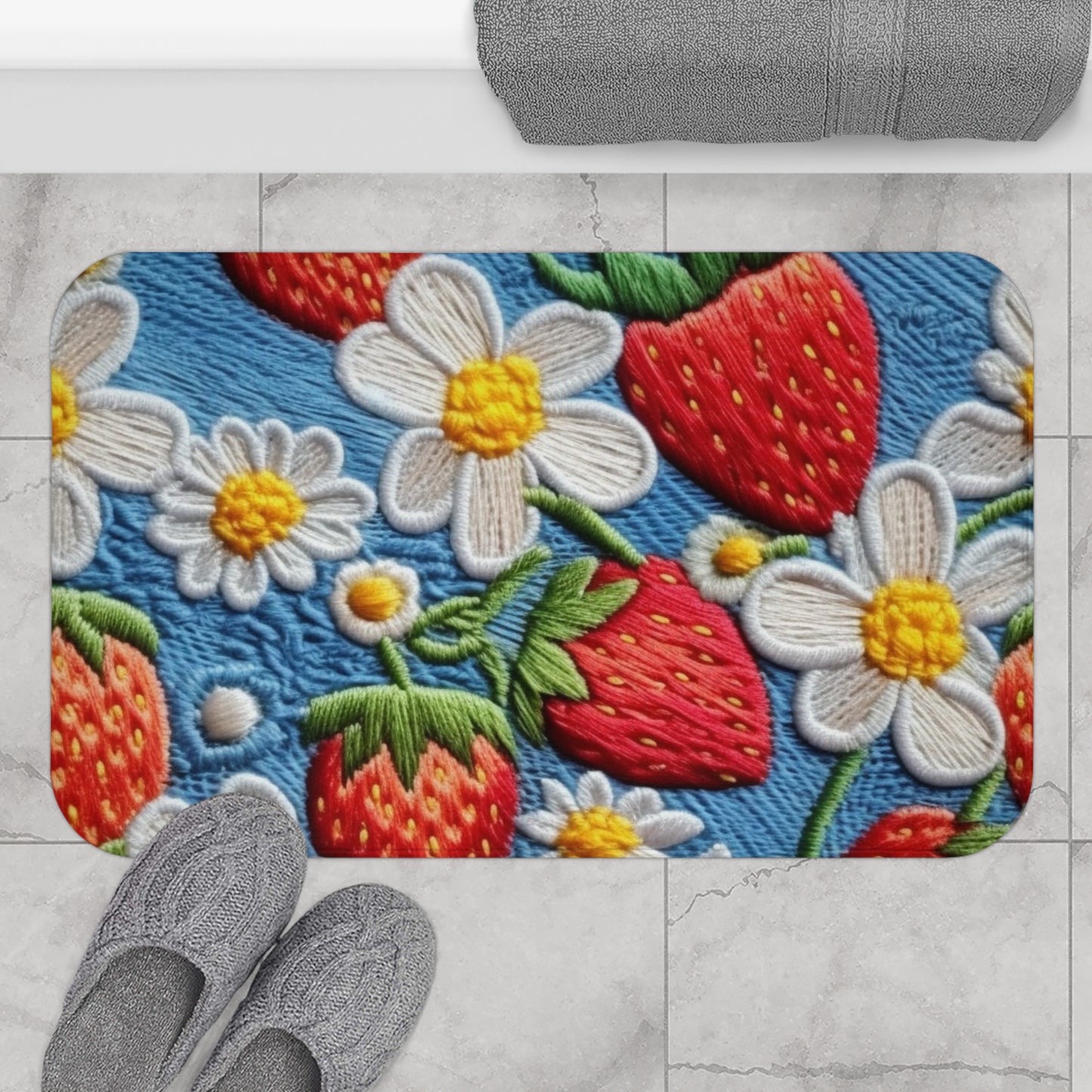 Bayas de huerto: dulzura jugosa del jardín de la naturaleza - Elegancia de fresas frescas - Alfombra de baño