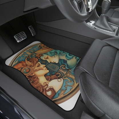 Steampunk Gemini - Dualistic Motifs & Vibrant Contrast - Car Mats (Set of 4)