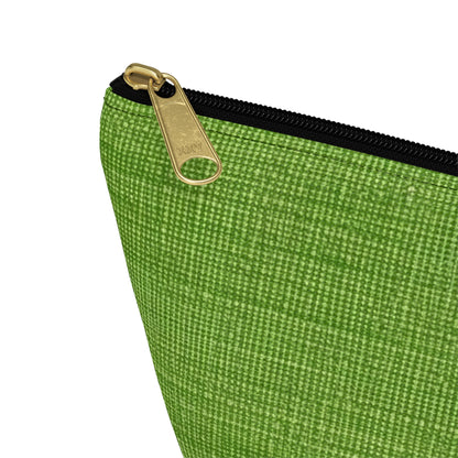 Olive Green Denim-Style: Seamless, Textured Fabric - Accessory Pouch w T-bottom