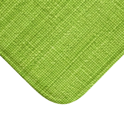 Lush Grass Neon Green: Denim-Inspired, Springtime Fabric Style - Bath Mat