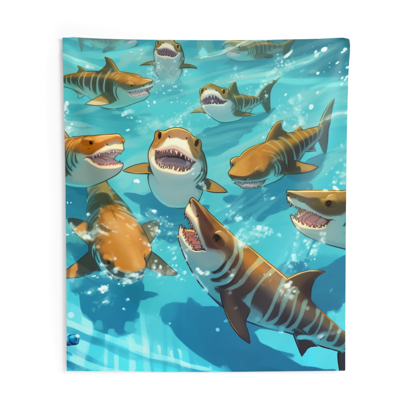 Tiger Shark: Ocean Marine Wildlife - Underwater - Indoor Wall Tapestries