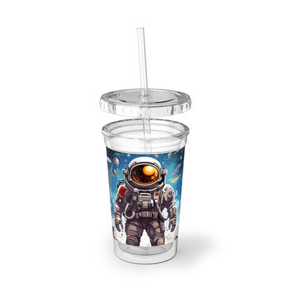 Galactic Voyage: Astronaut Journey in Celestial Star Cosmic Exploration - Suave Acrylic Cup