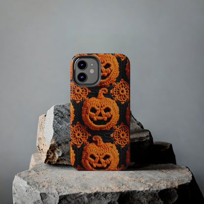 Halloween Crochet Pumpkin Scary Horror Festive Holiday Pattern - Tough Phone Cases