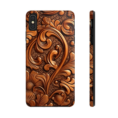 Leather Flower Cognac Classic Brown Timeless American Cowboy Design - Tough Phone Cases