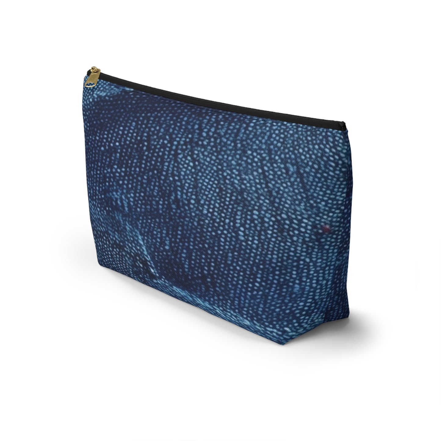 Dark Blue: Distressed Denim-Inspired Fabric Design - Accessory Pouch w T-bottom