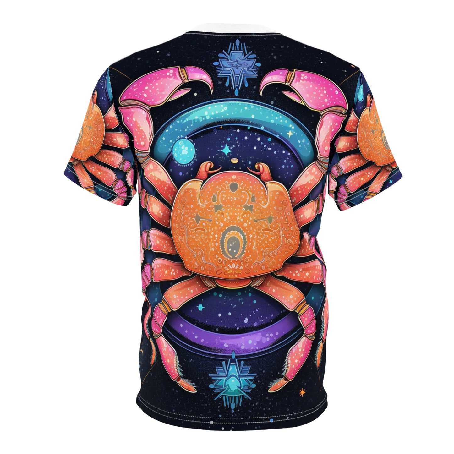 Rainbow Celestial Crab - Vibrant Cancer Zodiac Sign Art - Unisex Cut & Sew Tee (AOP)