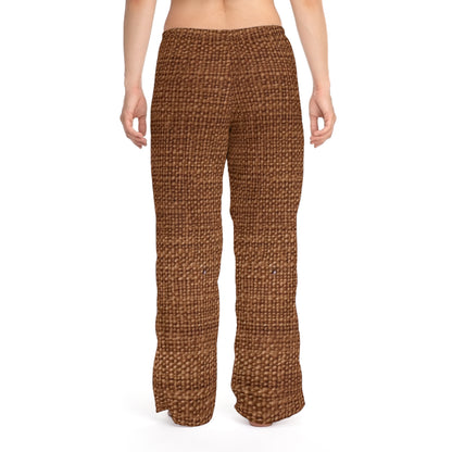 Luxe Dark Brown: Denim-Inspired, Distinctively Textured Fabric - Women's Pajama Pants (AOP)