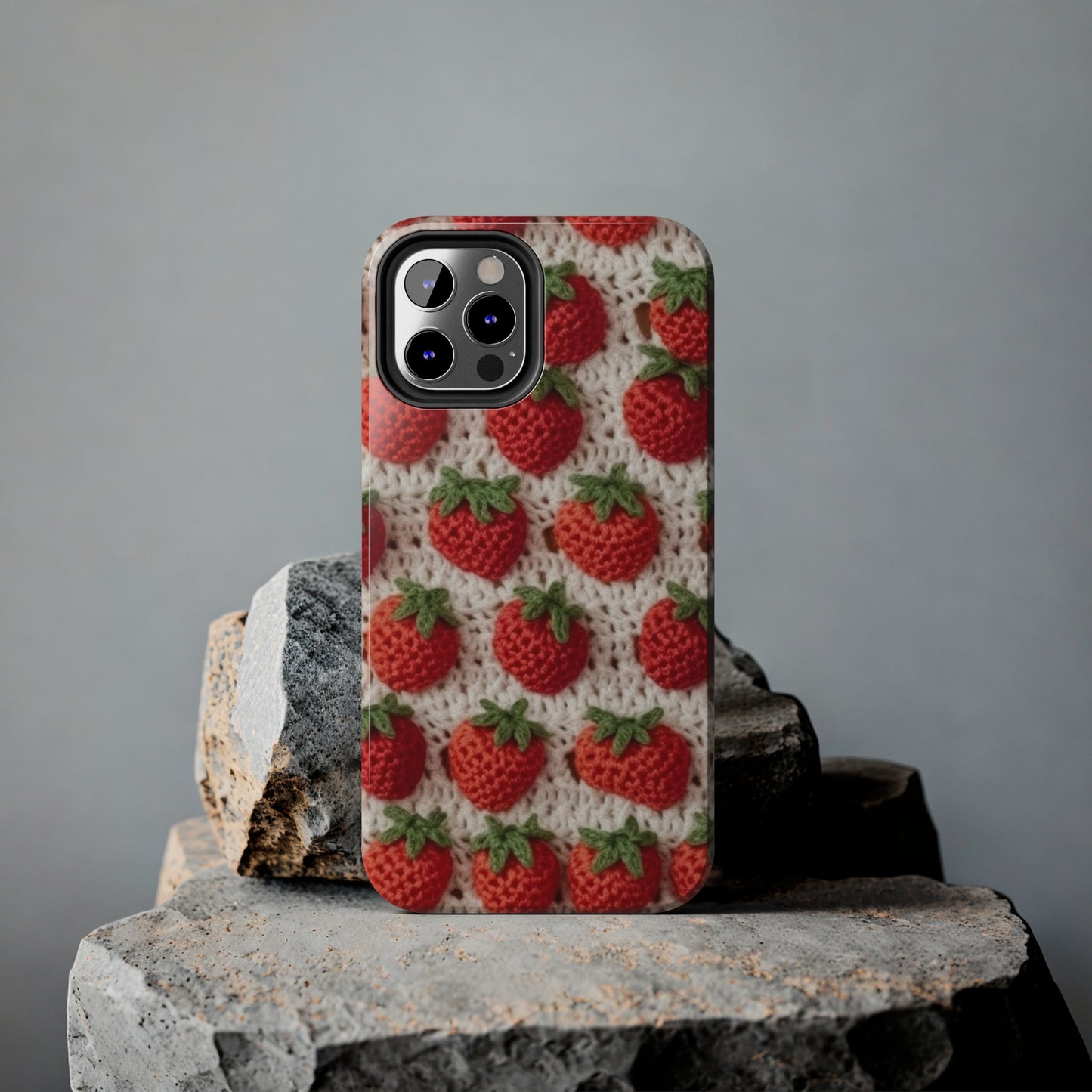 Strawberry Traditional Japanese, Crochet Craft, Fruit Design, Red Berry Pattern - Tough Phone Cases