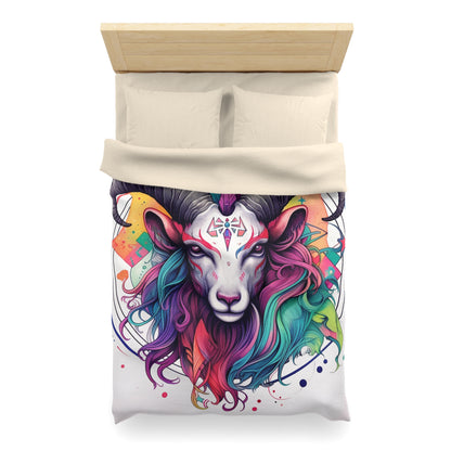 Chill Capricorn Style - Fine Line Multicolor Astrology Design - Microfiber Duvet Cover