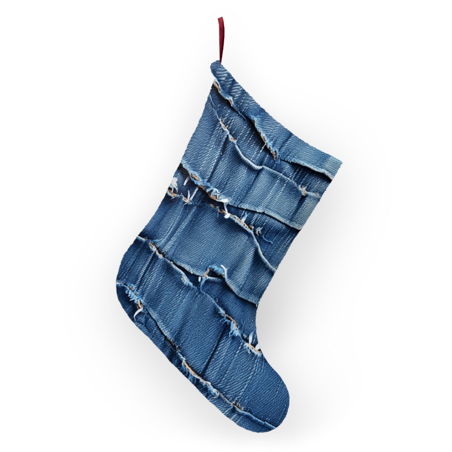 Denim desgastado azul medianoche: diseño resistente, rasgado y elegante - Medias navideñas 