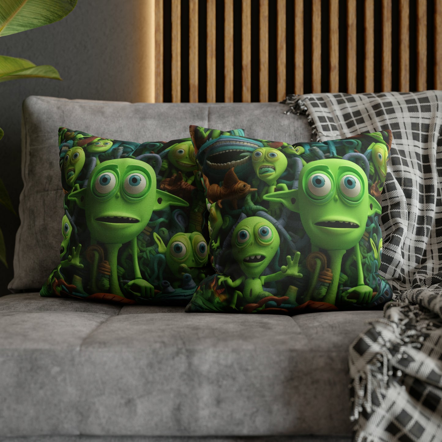 Toy Alien Story Space Character Galactic UFO Anime Cartoon - Spun Polyester Square Pillow Case