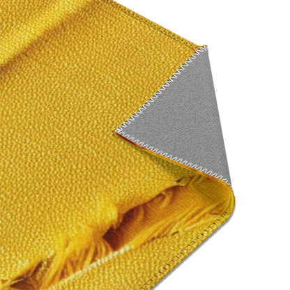 Banana Yellow Lemon: Bold Distressed, Denim-Inspired Fabric - Area Rugs