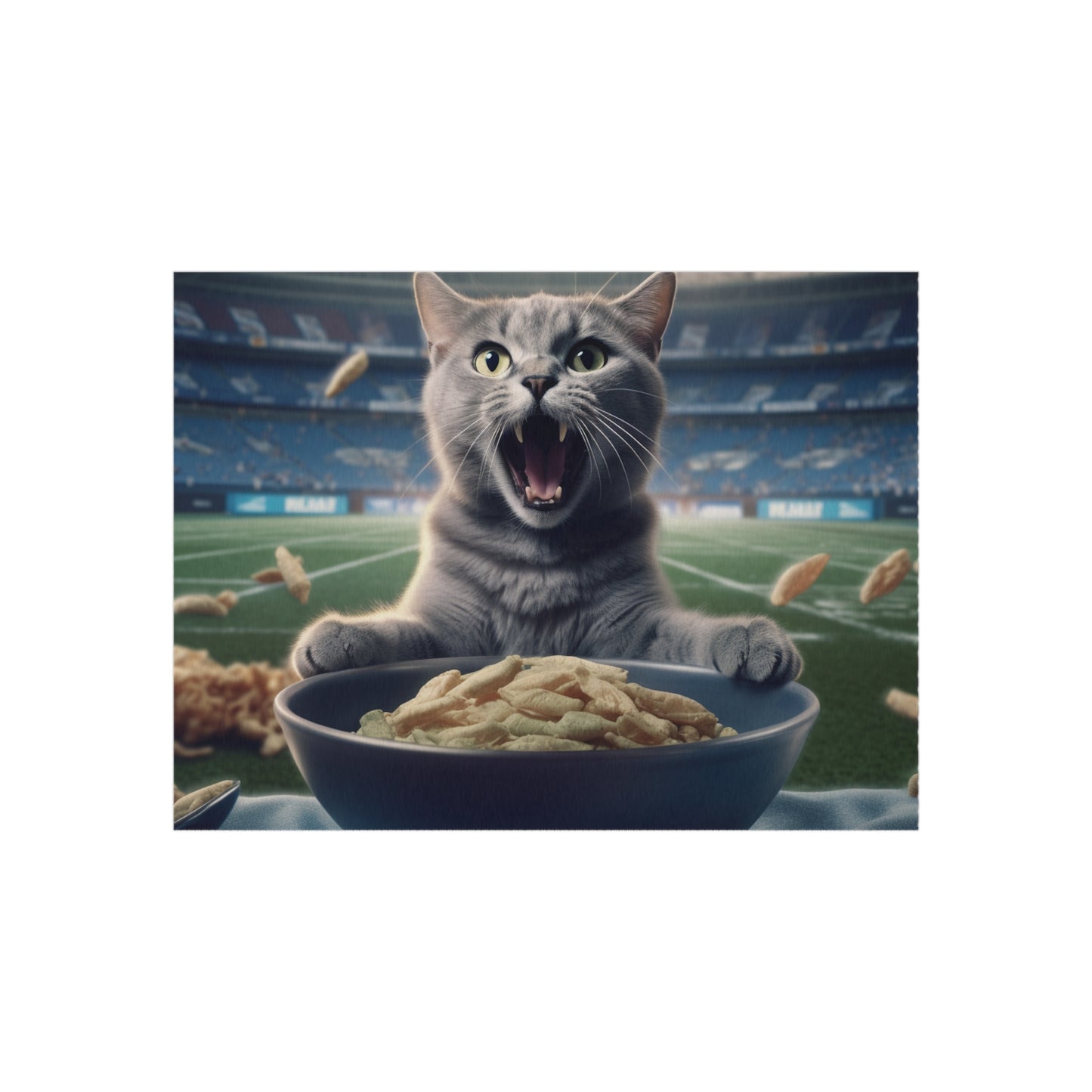 Halftime Football Feline: Screaming Sports Fan Cat Stadium Food Kitten - Outdoor Rug