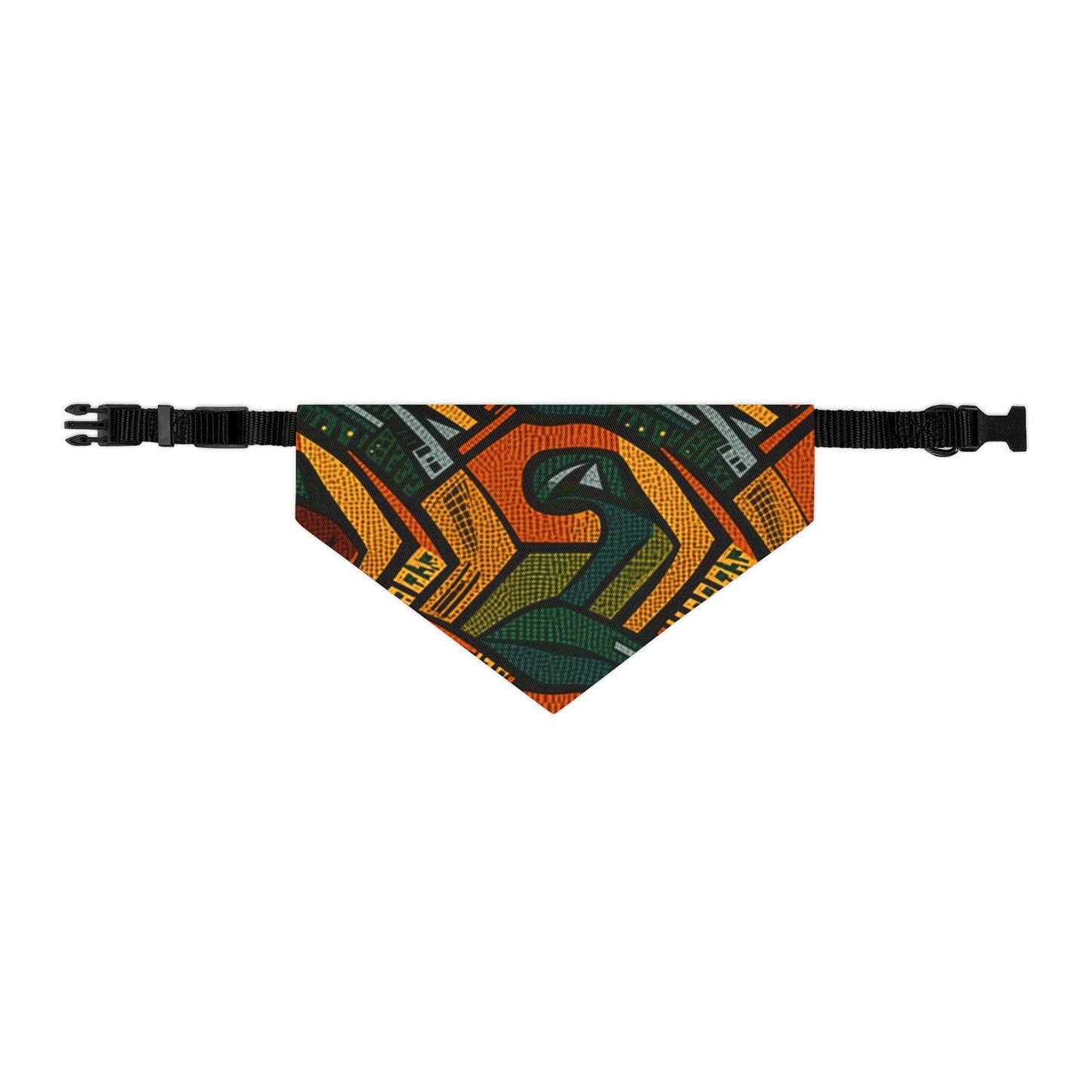 1960-1970s Style African Ornament Textile - Bold, Intricate Pattern - Pet Bandana Collar