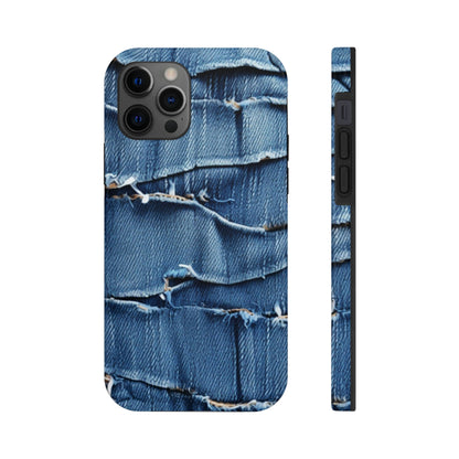 Midnight Blue Distressed Denim: Rugged, Torn & Stylish Design - Tough Phone Cases