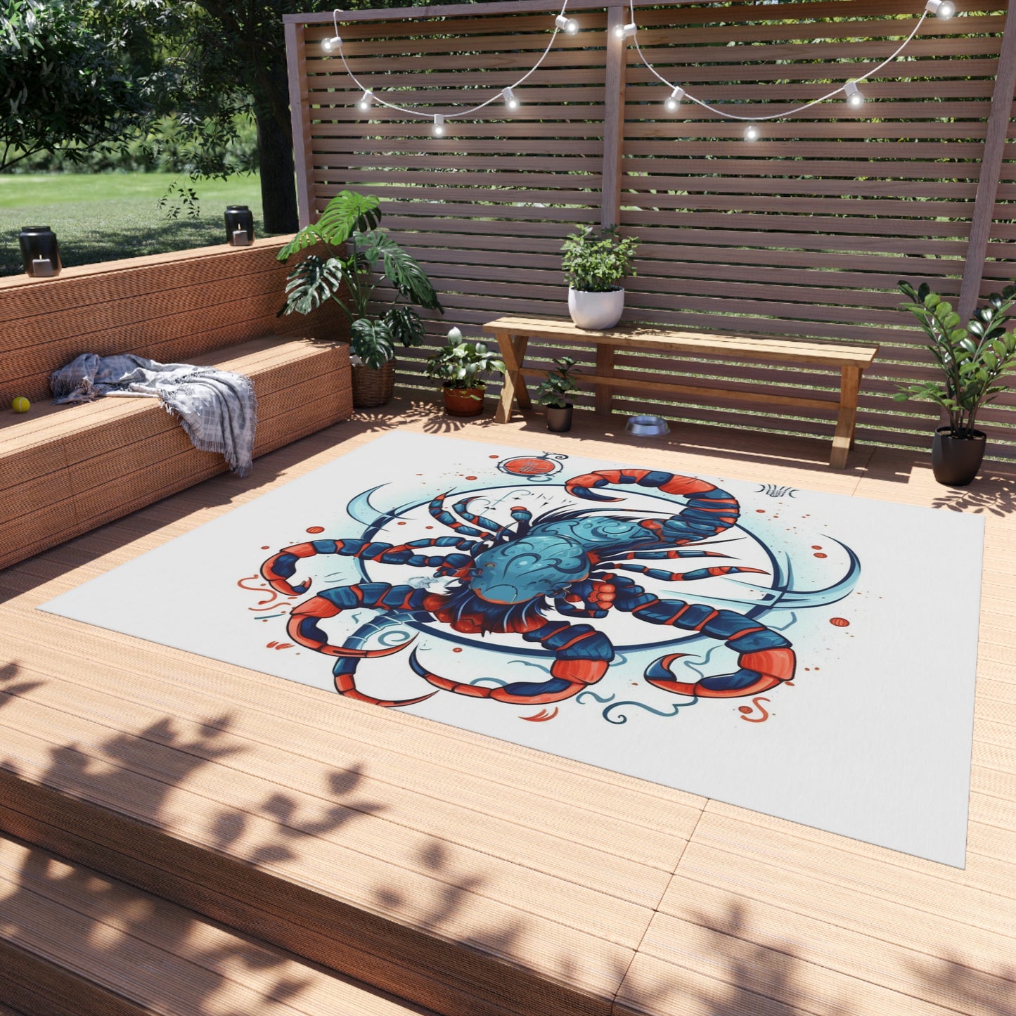 Cute Scorpio Zodiac Sign - Big Claws, Long Tail Cosmic Astrology Symbol - Outdoor Rug