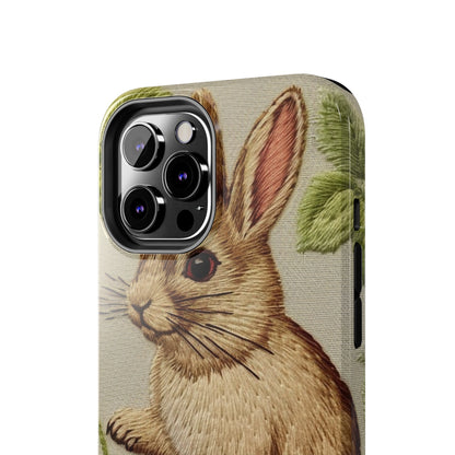 Strawberry Bunny Rabit - Embroidery Style - Strawberries Fruit Munchies - Easter Gift - Tough Phone Cases