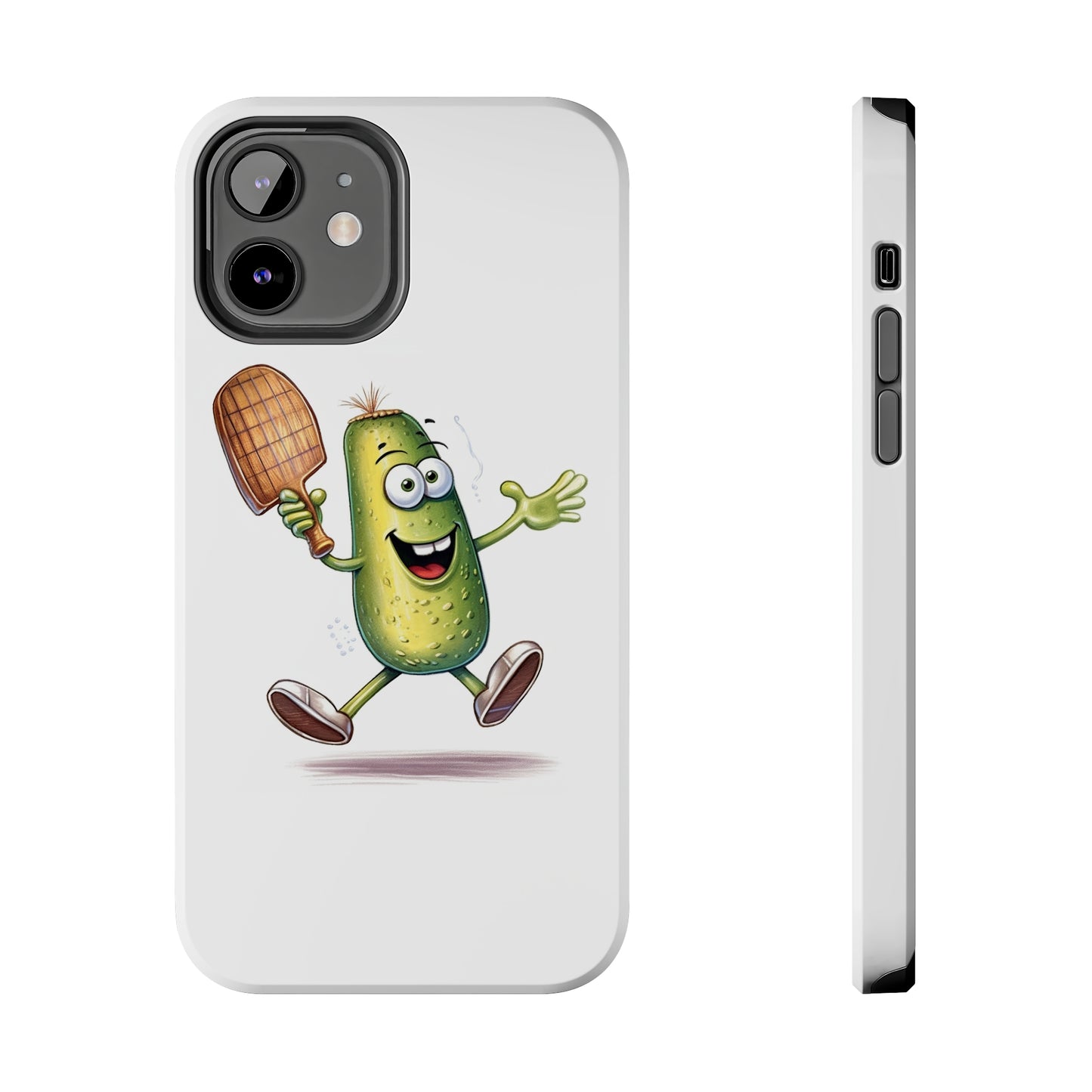 Pickle Player Action: Cartoon Swinging Pickleball Paddle - Sporty Charm - Tough Phone Cases