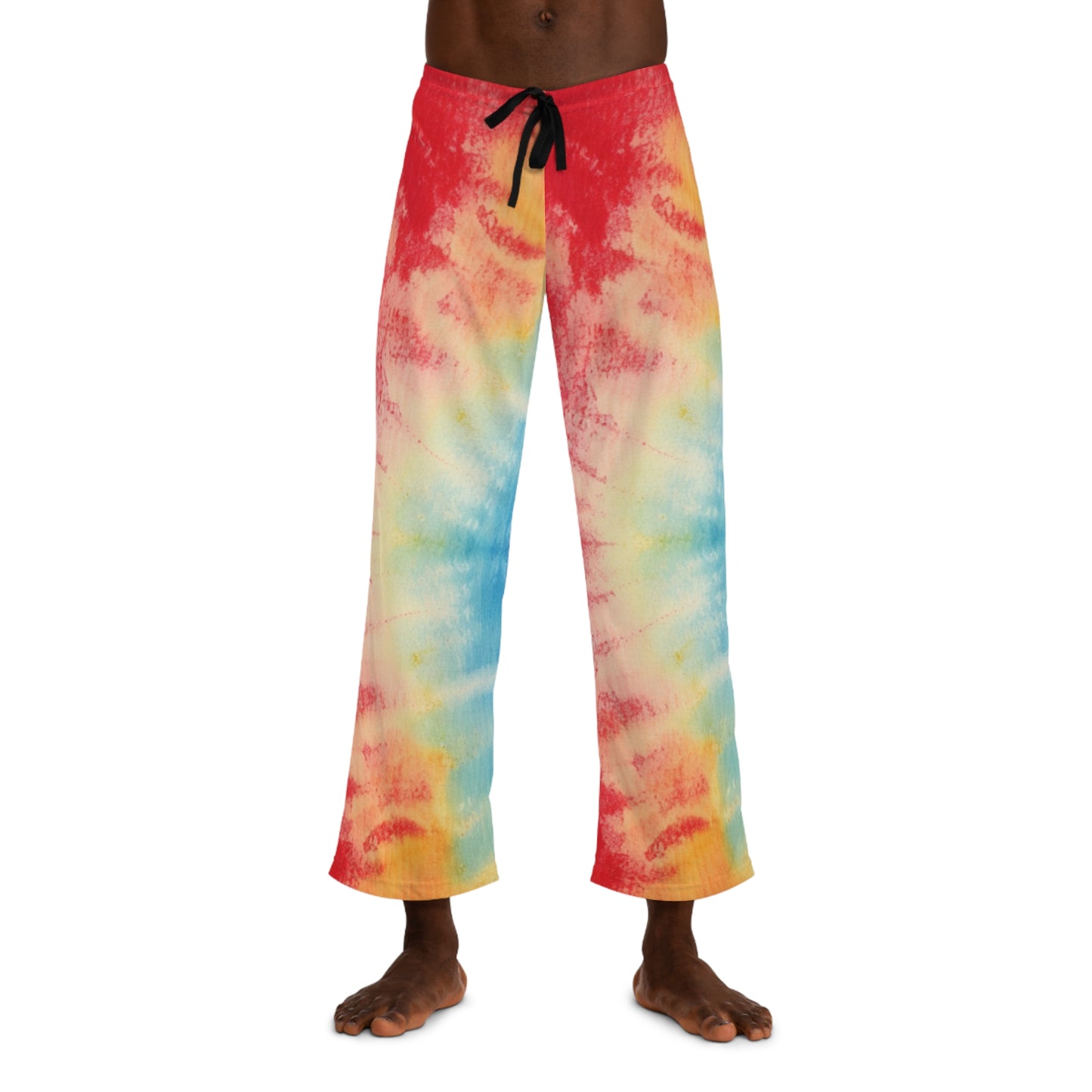 Rainbow Tie-Dye Denim: Vibrant Multi-Color, Fabric Design Spectacle - Men's Pajama Pants (AOP)