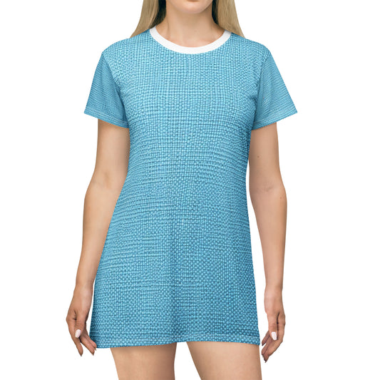 Bright Aqua Teal: Denim-Inspired Refreshing Blue Summer Fabric - T-Shirt Dress (AOP)