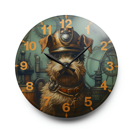 Blue Collar Work Dog Fantasy Acrylic Wall Clock