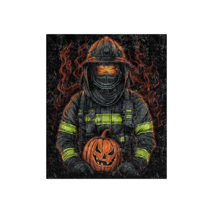 Firefighter Spooky Alert: Facing Haunted Halloween Spirits Scary Fire Pumpkin - Crushed Velvet Blanket