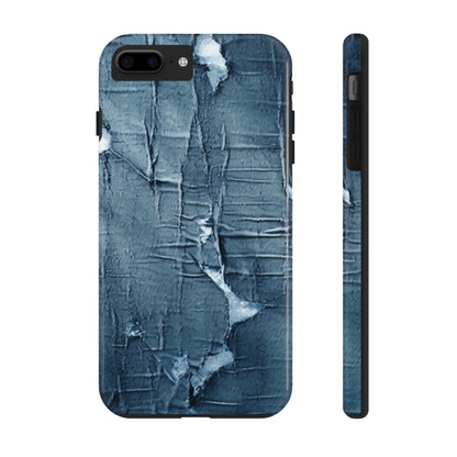 Distressed Blue Denim-Look: Edgy, Torn Fabric Design - Tough Phone Cases