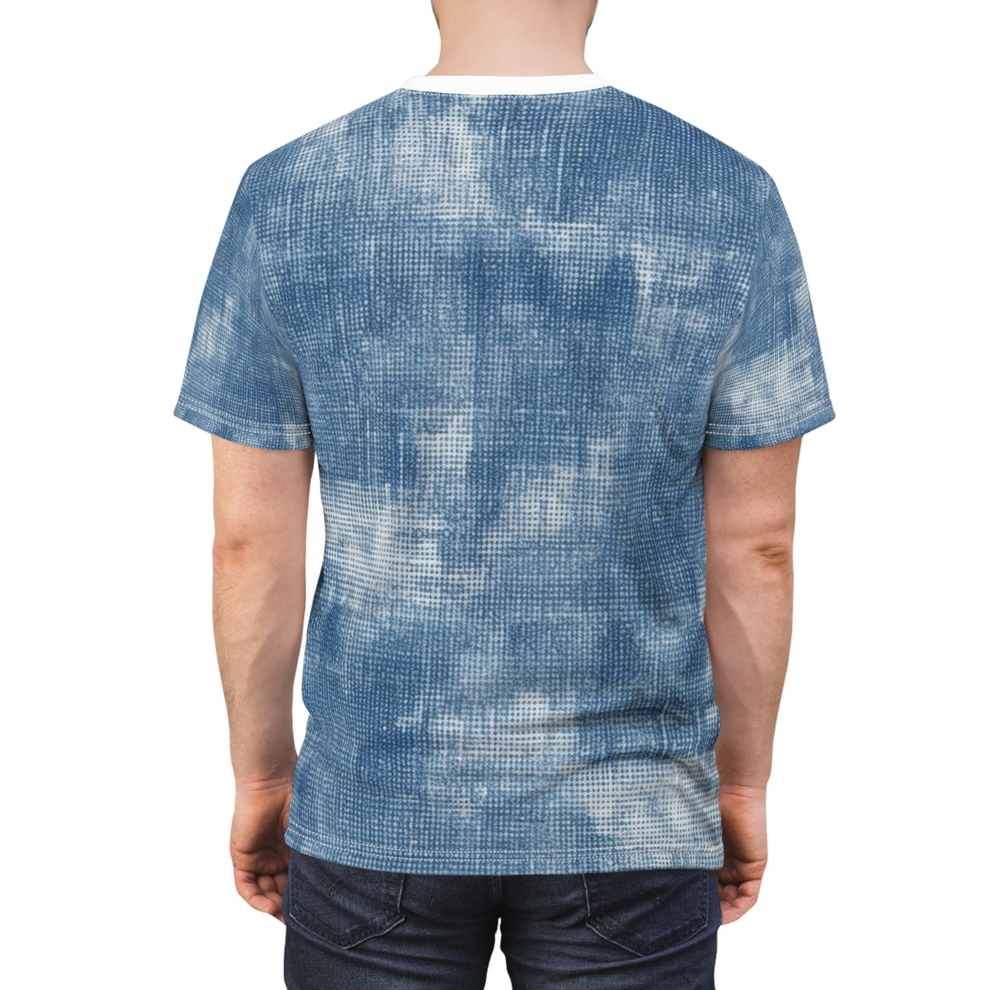 Faded Blue Washed-Out: Denim-Inspired, Style Fabric - Unisex Cut & Sew Tee (AOP)