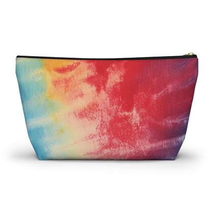 Rainbow Tie-Dye Denim: Vibrant Multi-Color, Fabric Design Spectacle - Accessory Pouch w T-bottom