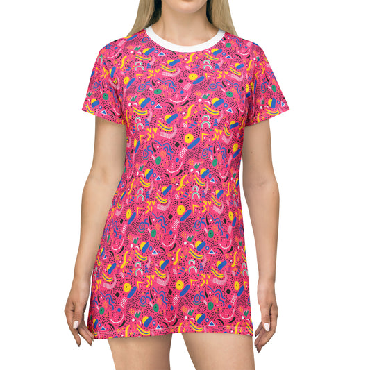 Womens Printed Shirtdress - T-Shirt Dress (AOP)